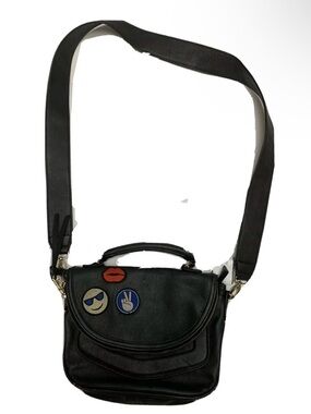 STEVE MADDEN Satchel Crossbody Emoji Purse Black, Foxy Patch  Faux Leather Rare